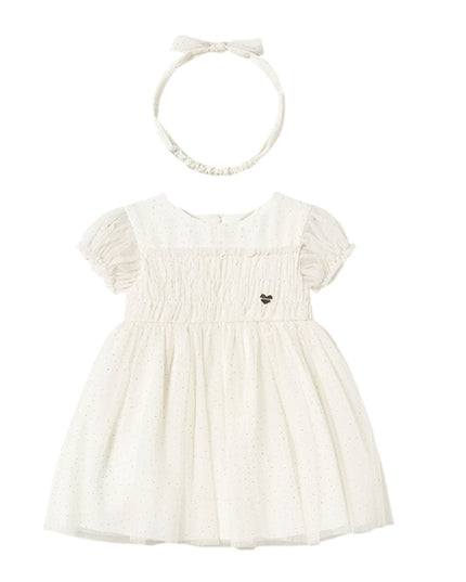 Kids Atelier-Mayoral-Baby Dress With Tulle Headband