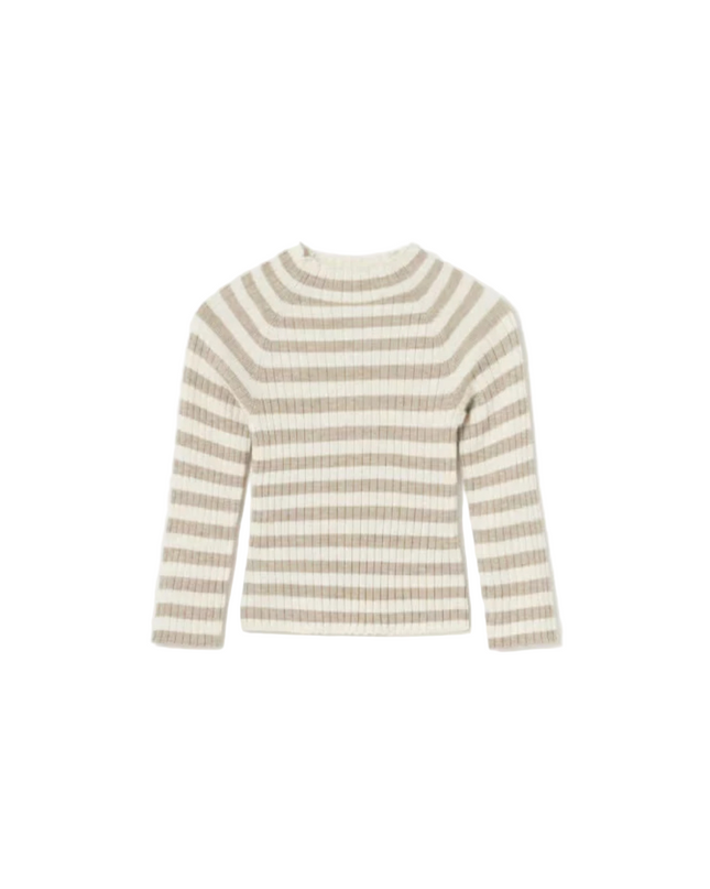 Kids Atelier-Mayoral-Striped Knit Mockneck