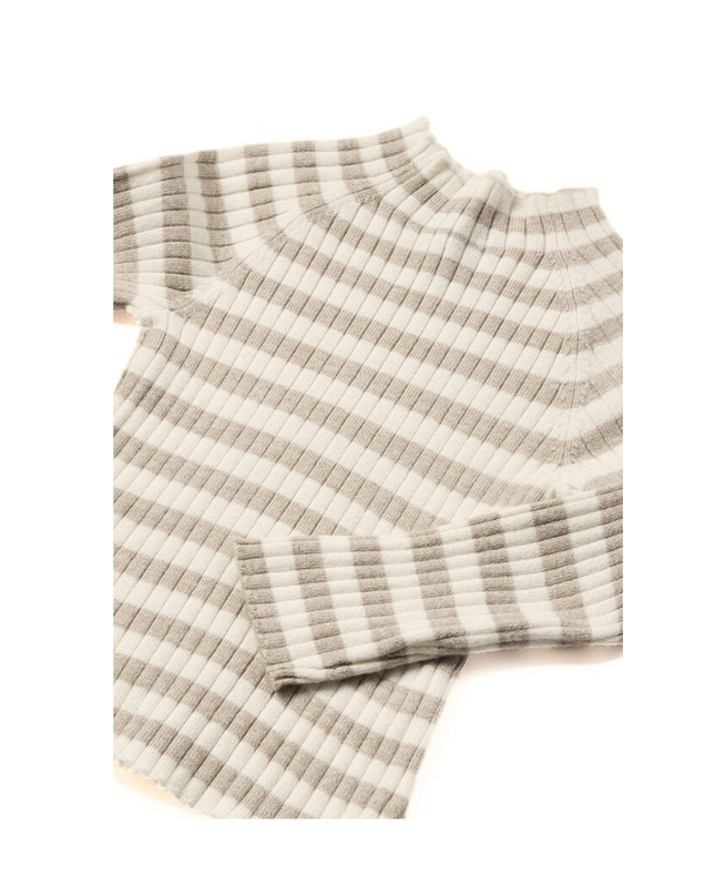 Kids Atelier-Mayoral-Striped Knit Mockneck