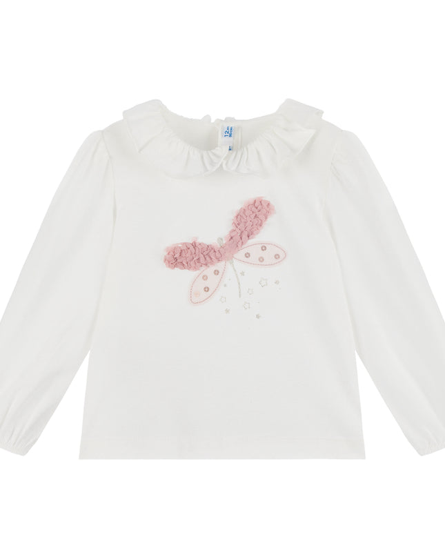 Kids Atelier-Mayoral-Pink Collar Dragonfly Graphic Shirt