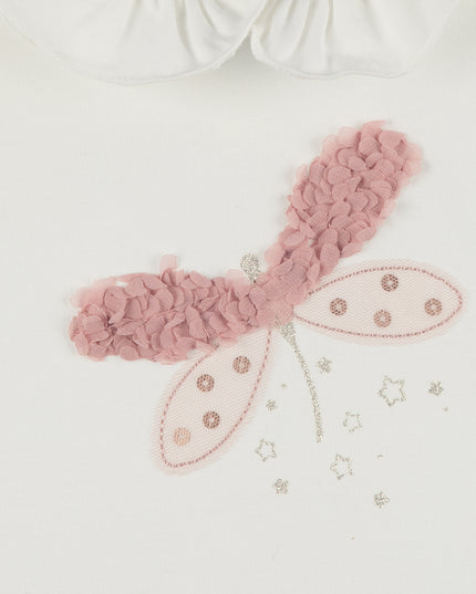 Kids Atelier-Mayoral-Pink Collar Dragonfly Graphic Shirt