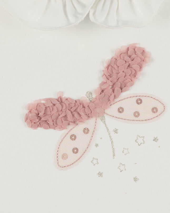 Kids Atelier-Mayoral-Pink Collar Dragonfly Graphic Shirt