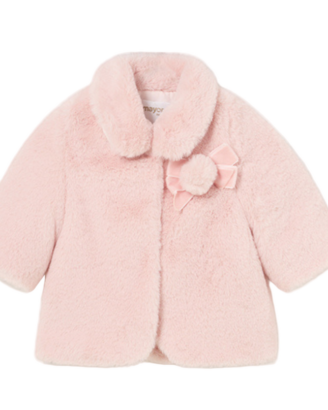 Kids Atelier-Mayoral-Soft Pink Faux Fur Coat