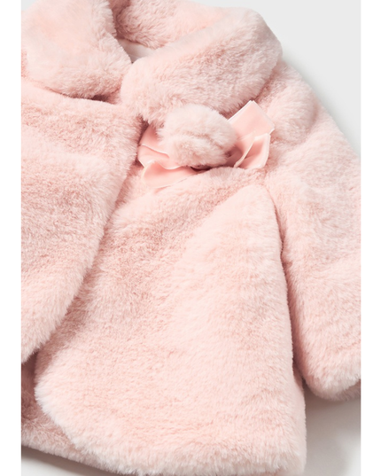 Kids Atelier-Mayoral-Soft Pink Faux Fur Coat