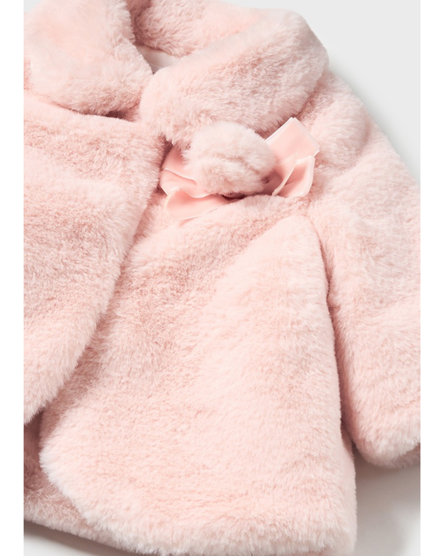 Kids Atelier-Mayoral-Soft Pink Faux Fur Coat