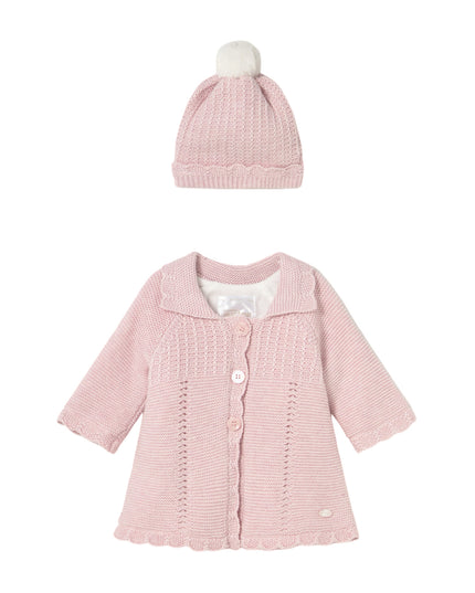 Mayoral Newborn Girl Knit Coat with Hood