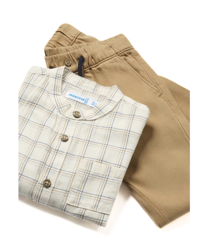 Kids Atelier-Mayoral-Baby Check Shirt and Pants Set