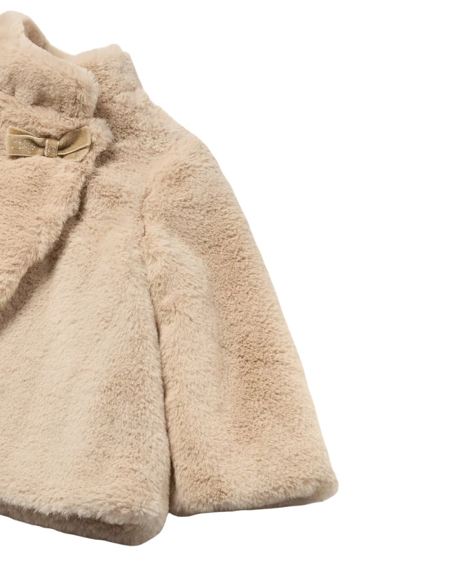 Kids Atelier-Mayoral-Gold Bow Faux Fur Coat
