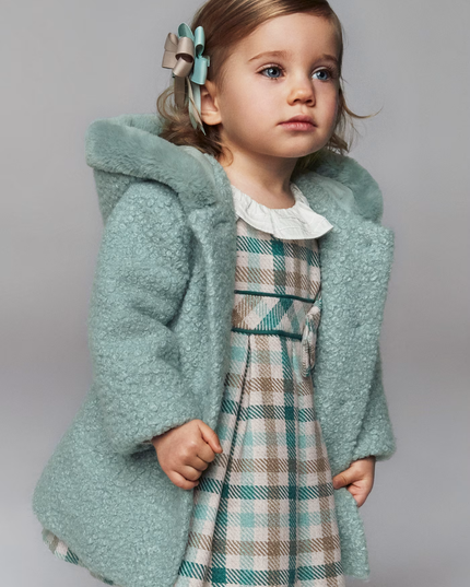 Kids Atelier-Mayoral-Green Jade Faux Shearling Coat