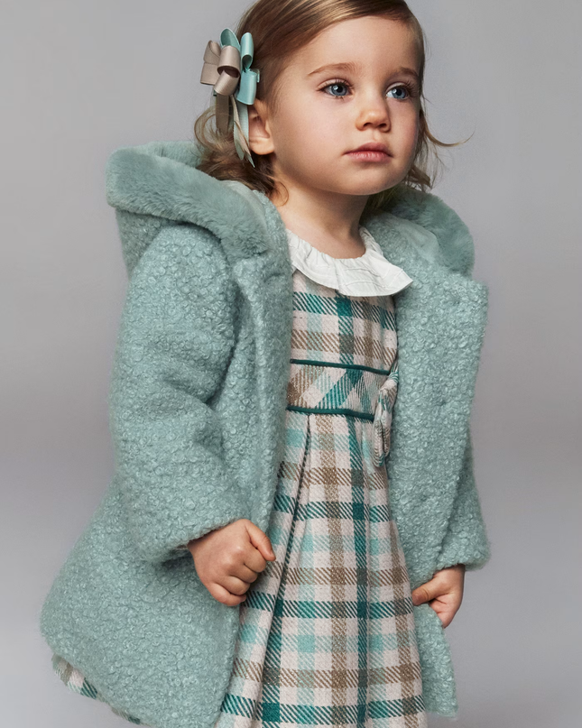 Kids Atelier-Mayoral-Green Jade Faux Shearling Coat