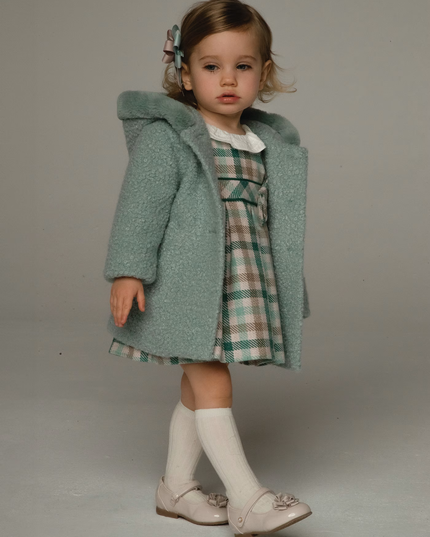 Kids Atelier-Mayoral-Green Jade Faux Shearling Coat