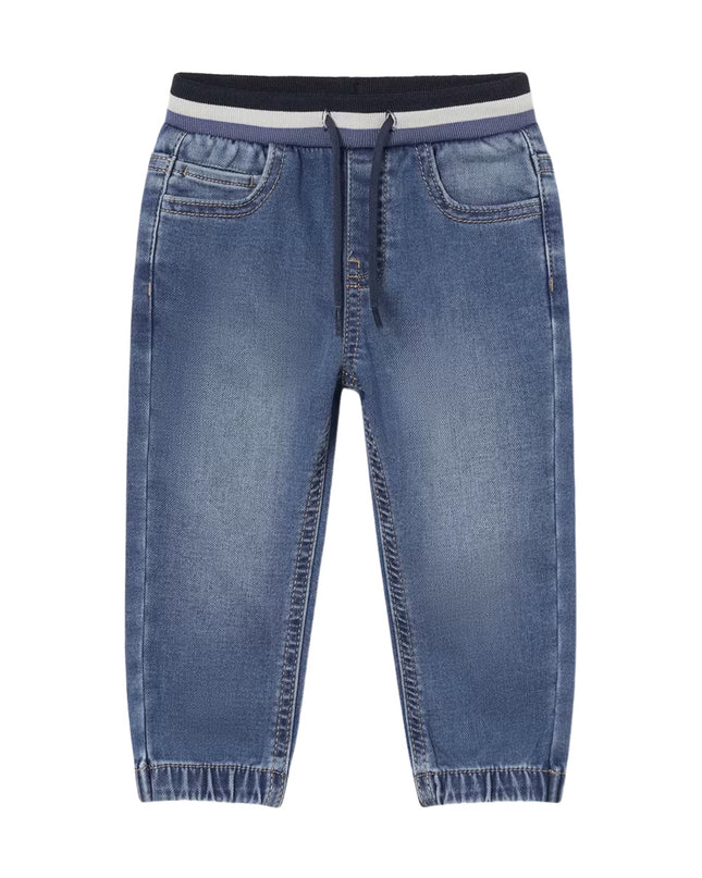 Kids Atelier-Mayoral-Blue Soft Denim Joggers