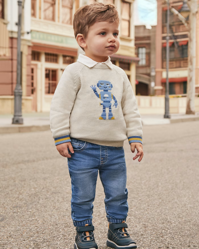 Kids Atelier-Mayoral-Blue Soft Denim Joggers
