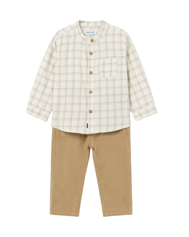 Kids Atelier-Mayoral-Baby Check Shirt and Pants Set