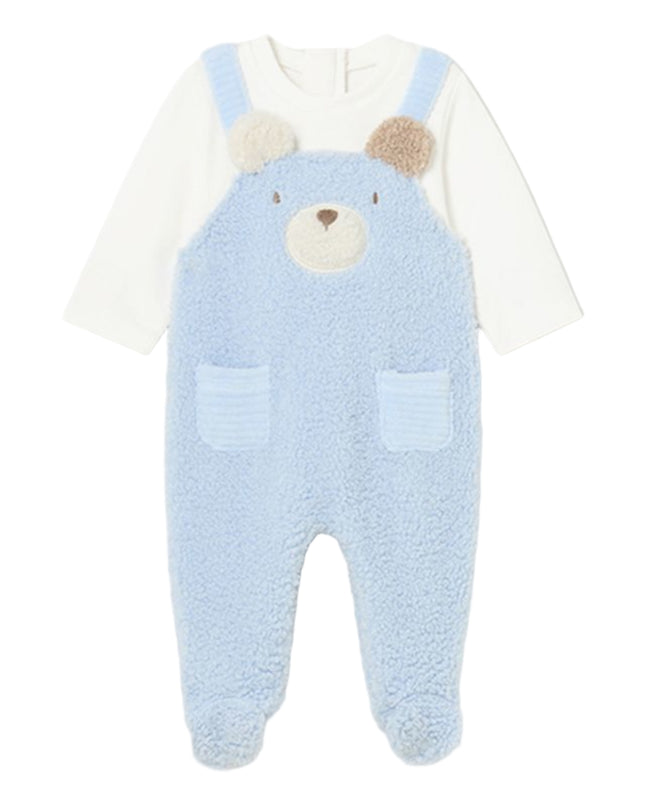 Kids Atelier-Mayoral-Blue Teddy Applique Overalls Babysuit