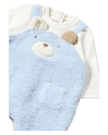 Kids Atelier-Mayoral-Blue Teddy Applique Overalls Babysuit