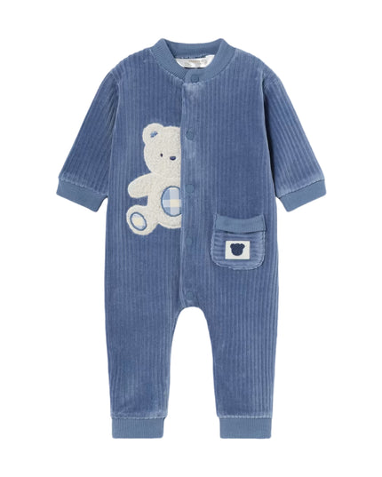 Kids Atelier-Mayoral-Blue Bear Corduroy Romper