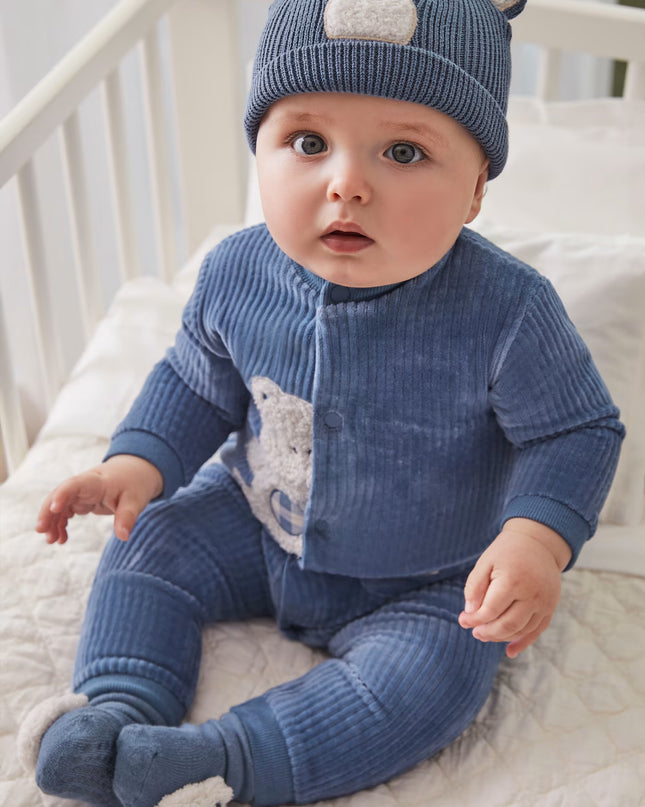 Kids Atelier-Mayoral-Blue Bear Corduroy Romper
