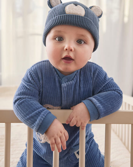 Kids Atelier-Mayoral-Blue Bear Corduroy Romper