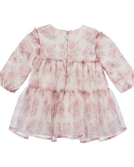 Kids Atelier-Mayoral-Pink Floral Tulle Smocked Dress