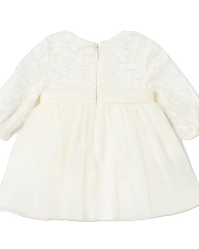 Kids Atelier-Mayoral-Ivory Embroidered Tulle Dress