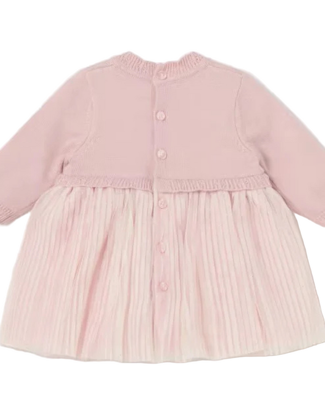 Kids Atelier-Mayoral-Soft Pink Pleated Knit Full Dress