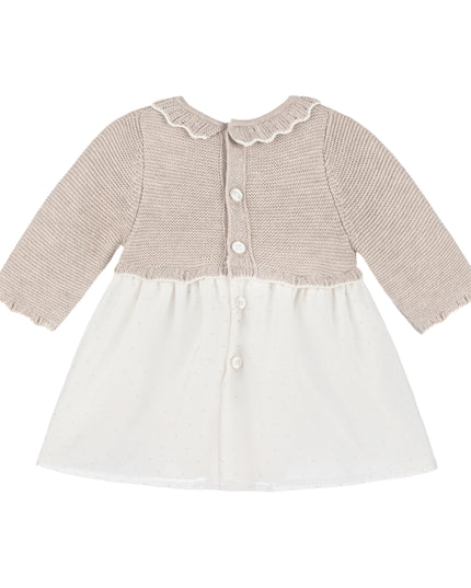 Kids-Atelier-Mayoral-Beige Ruffle Collar Jersey Dress