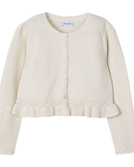 Kids Atelier-Mayoral-Girl Knitted Cardigan with Braided Details
