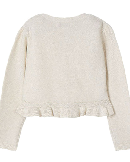 Kids Atelier-Mayoral-Girl Knitted Cardigan with Braided Details