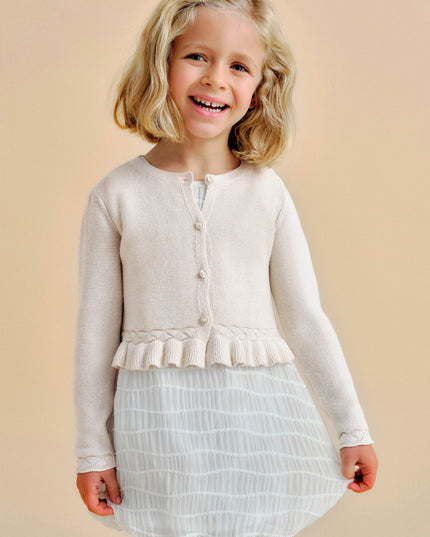 Kids Atelier-Mayoral-Girl Knitted Cardigan with Braided Details