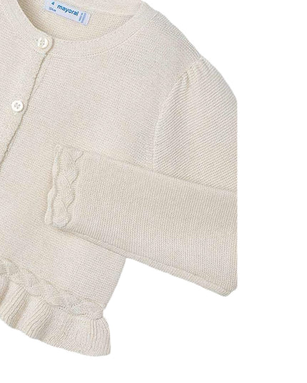 Kids Atelier-Mayoral-Girl Knitted Cardigan with Braided Details