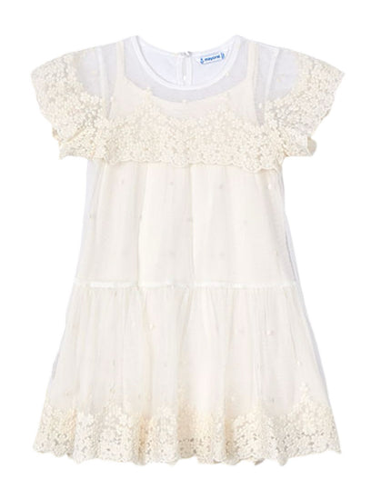 Kids Atelier-Mayoral-Champagne Embroidery Dress