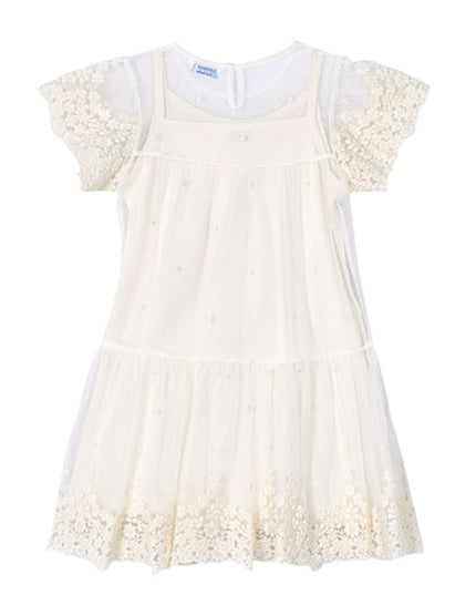 Kids Atelier-Mayoral-Champagne Embroidery Dress