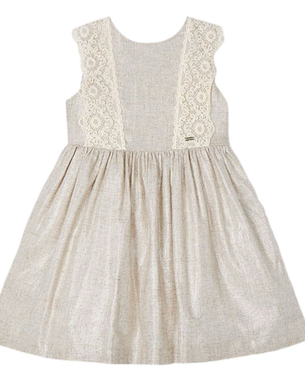 Kids Atelier-Mayoral-Linen Ornamental Sleeveless Dress
