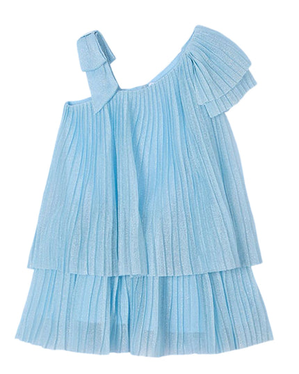 Kids Atelier-Mayoral-Sky Asymmetric Pleated Dress