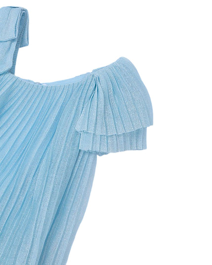 Kids Atelier-Mayoral-Sky Asymmetric Pleated Dress