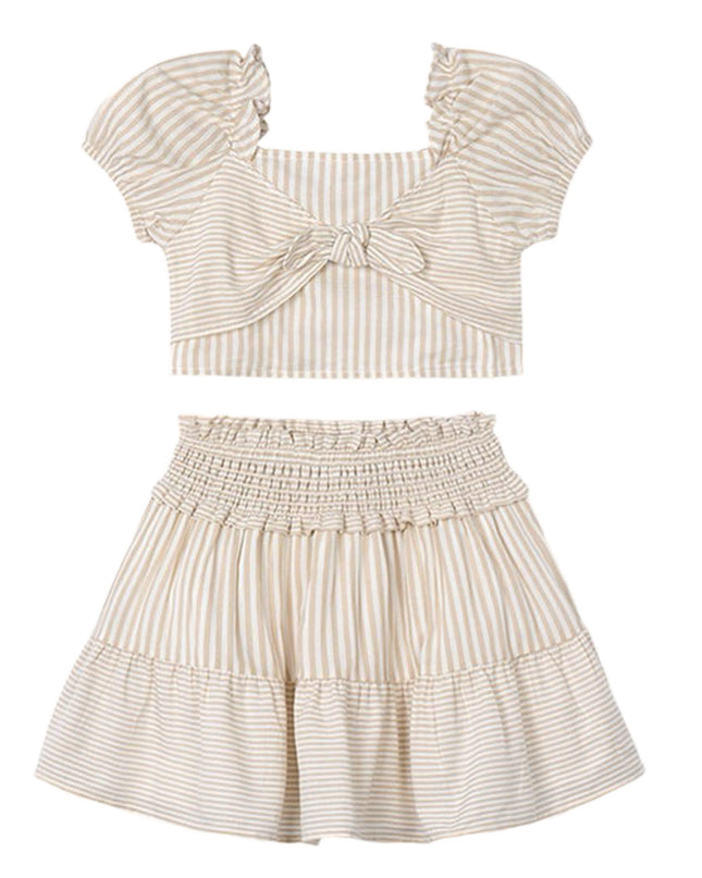 Kids Atelier-Mayoral-Cinnamon Bow Skirt Set