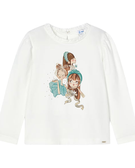Kids Atelier-Mayoral-Ivory Jade Trio Graphic T-Shirt