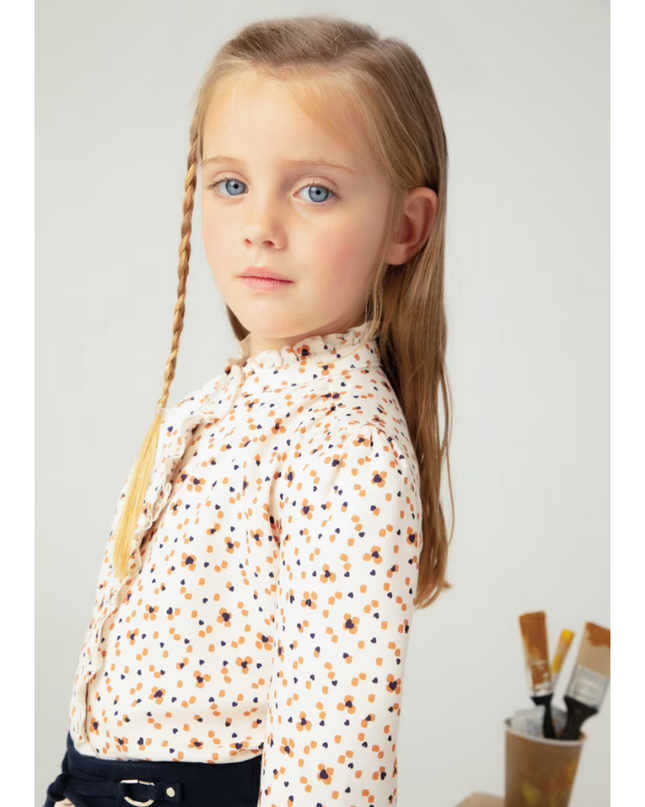 Kids Atelier-Mayoral-Girl Ruffle Print Blouse
