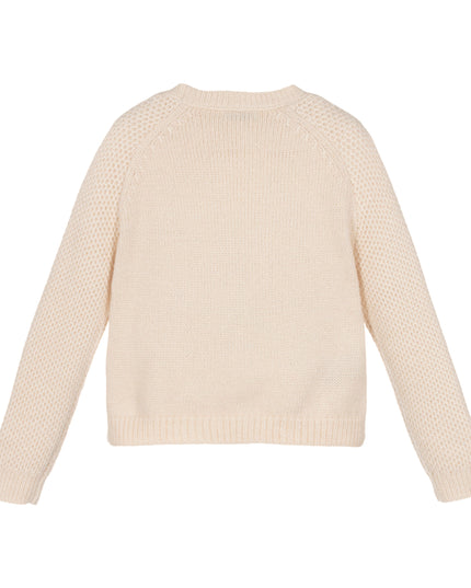 Kids Atelier-Mayoral-Beige Floral Knit Sweater