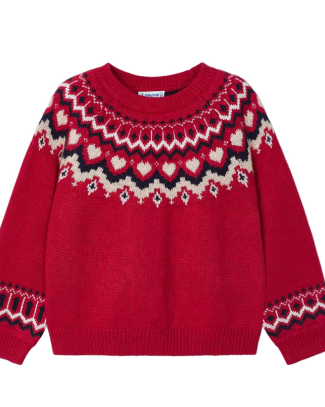 Kids Atelier-Mayoral- Girl Jacquard Border Sweater