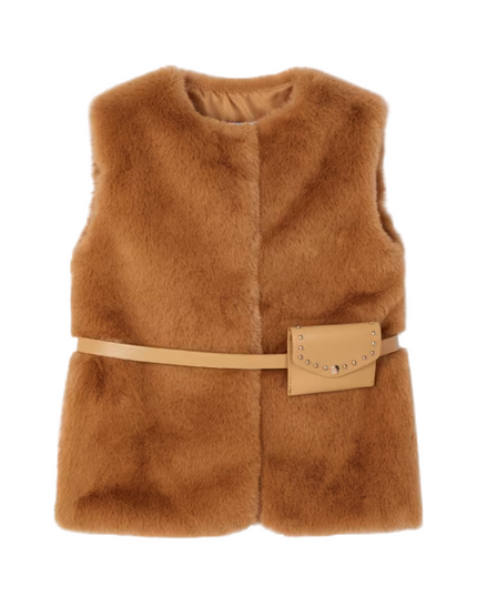 Kids Atelier- Mayoral- Girl Faux Fur Vest with Belt