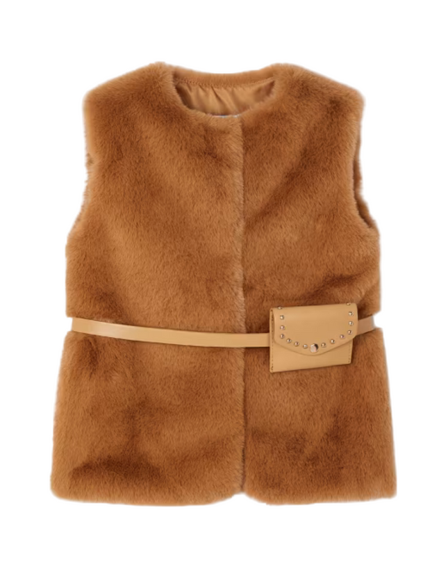 Kids Atelier- Mayoral- Girl Faux Fur Vest with Belt
