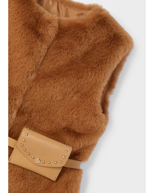 Kids Atelier- Mayoral- Girl Faux Fur Vest with Belt