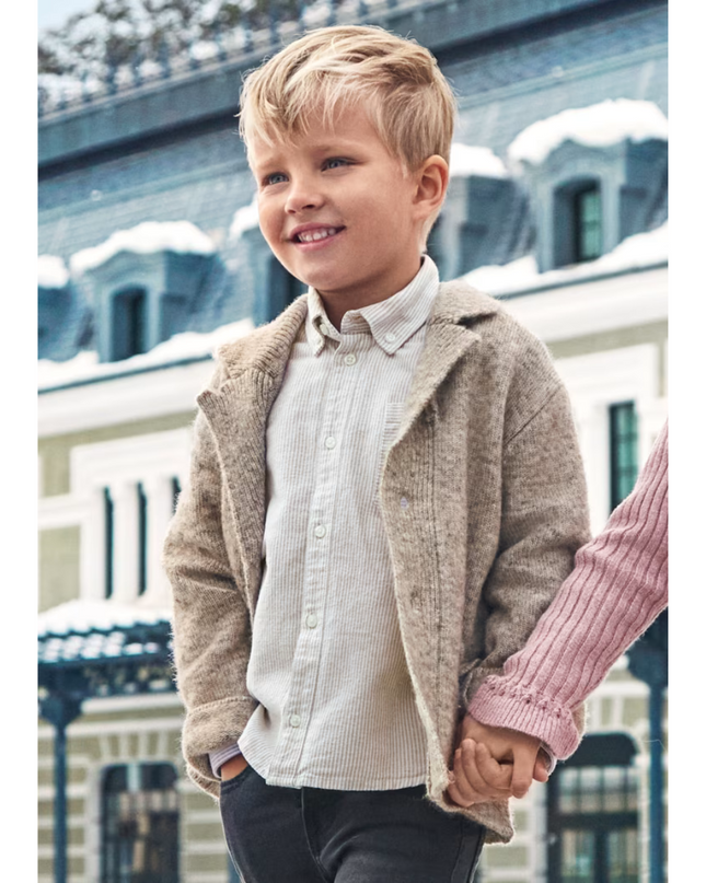 Kids Atelier- Mayoral- Boy Knit Lapel Collar Cardigan