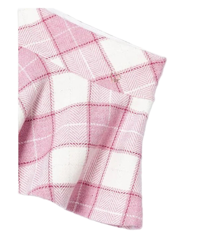 Kids Atelier-Mayoral-Pink Plaid Jacquard Skirt