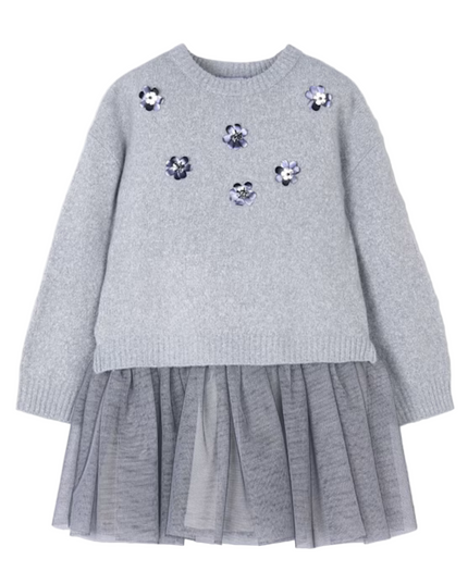 Kids Atelier-Mayoral-Girls Combined Knit Dress