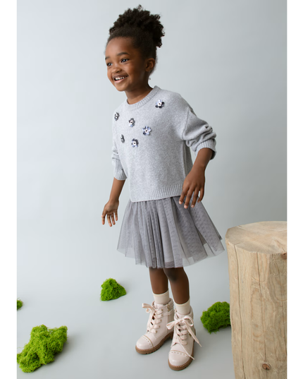 Kids Atelier-Mayoral-Girls Combined Knitted Dress