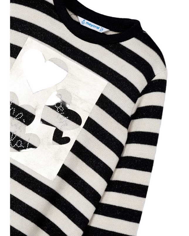 Kids Atelier- Mayoral- Girl Striped Metallic Stitch Sweater