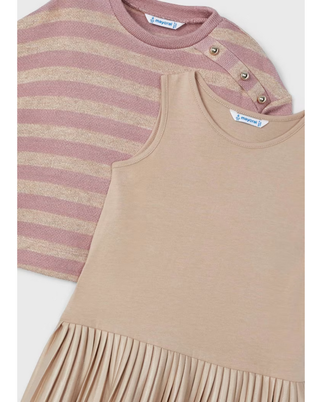 Kids Atelier- Mayoral- Girl Sleeveless Dress with Striped Sweatshirt